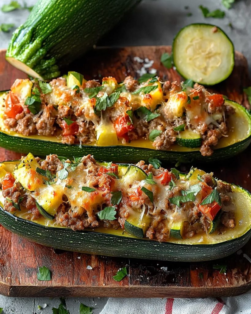 Courgettes farcies à la viande et aux légumes