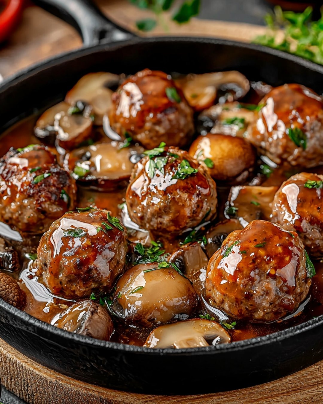 Boulettes de Viande aux Champignons et Crème