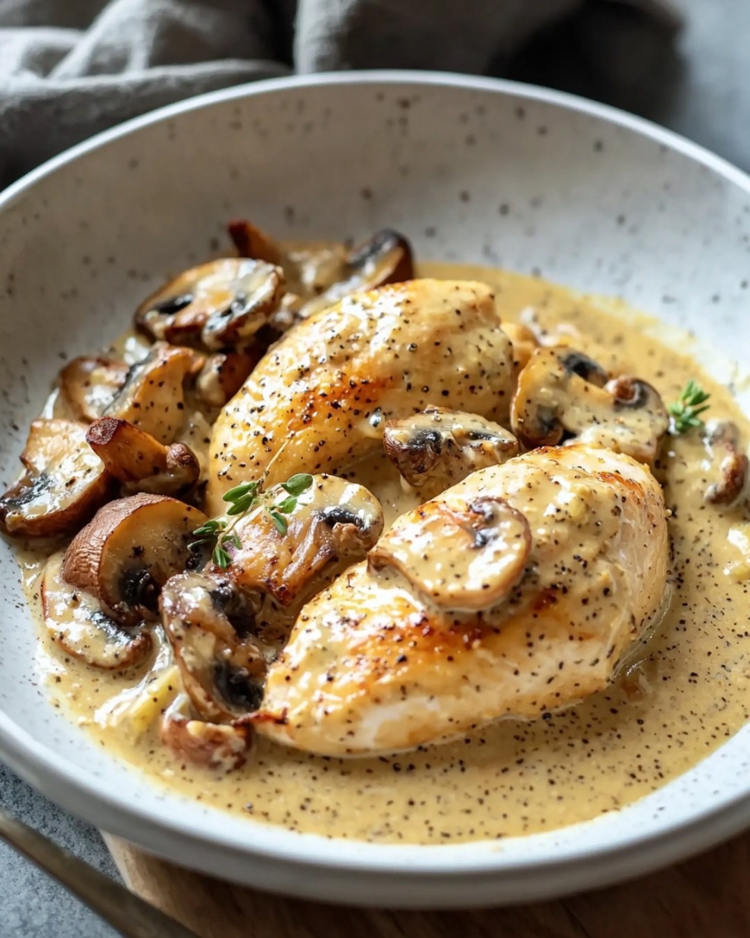 Poulet à la Moutarde à l’Ancienne et Champignons