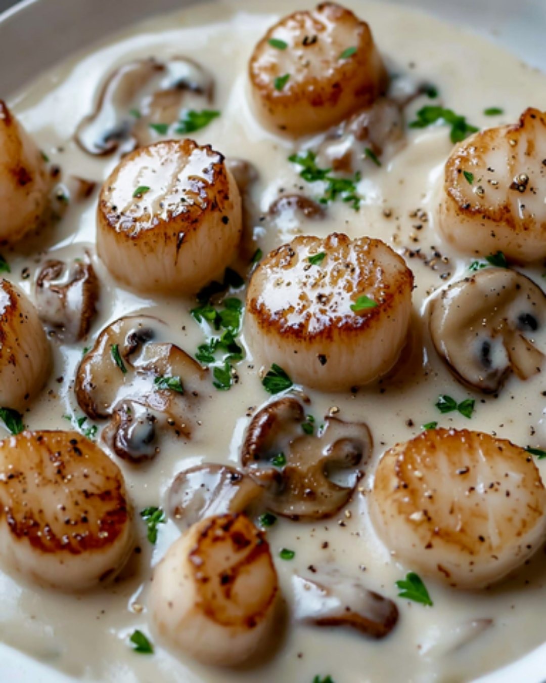 Blanquette de Saint-Jacques aux Champignons et Légumes Croquants