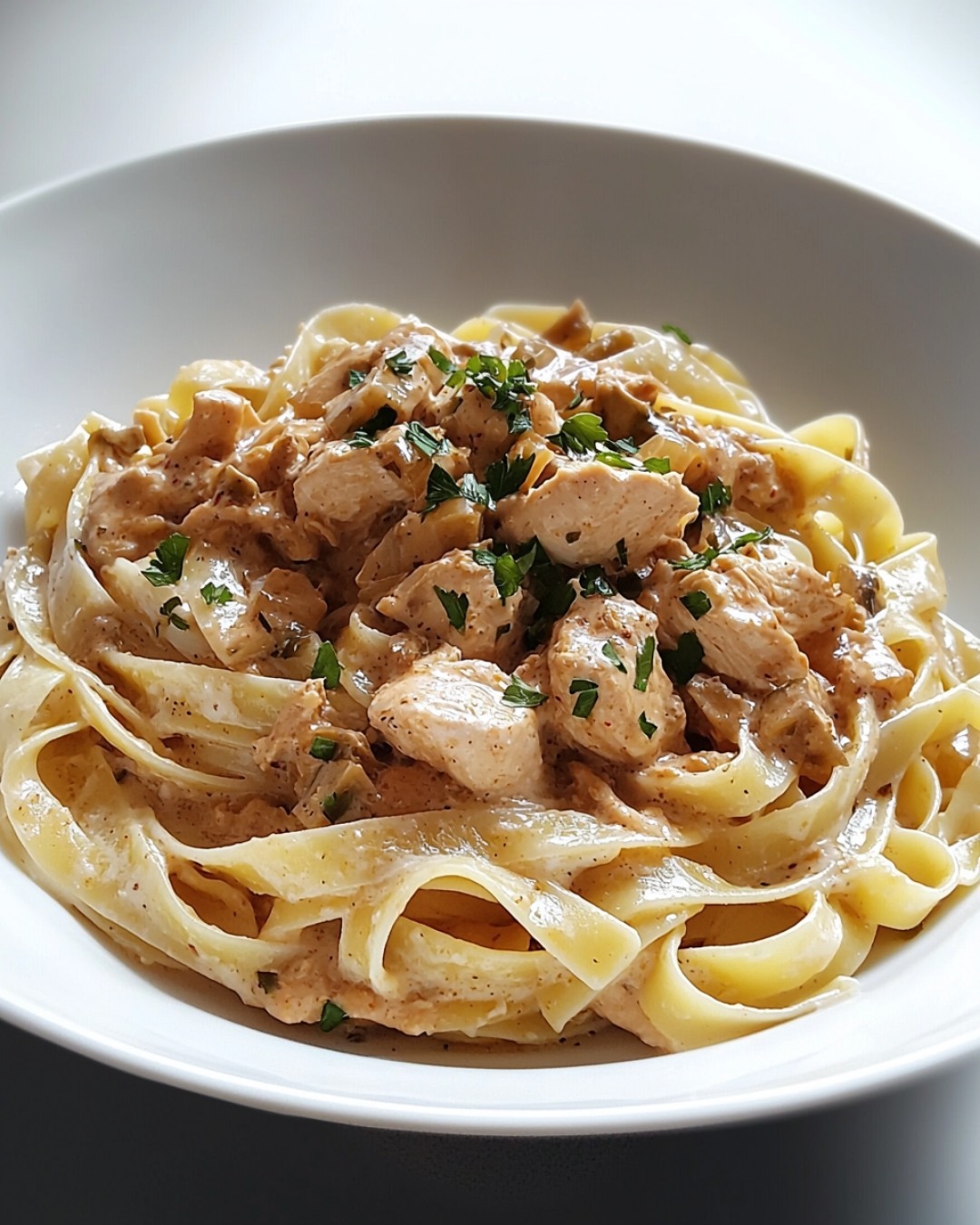 Tagliatelles au Poulet et Sauce Stroganoff