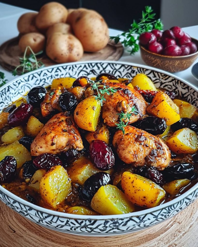 Tajine de poulet aux pruneaux et pommes de terre