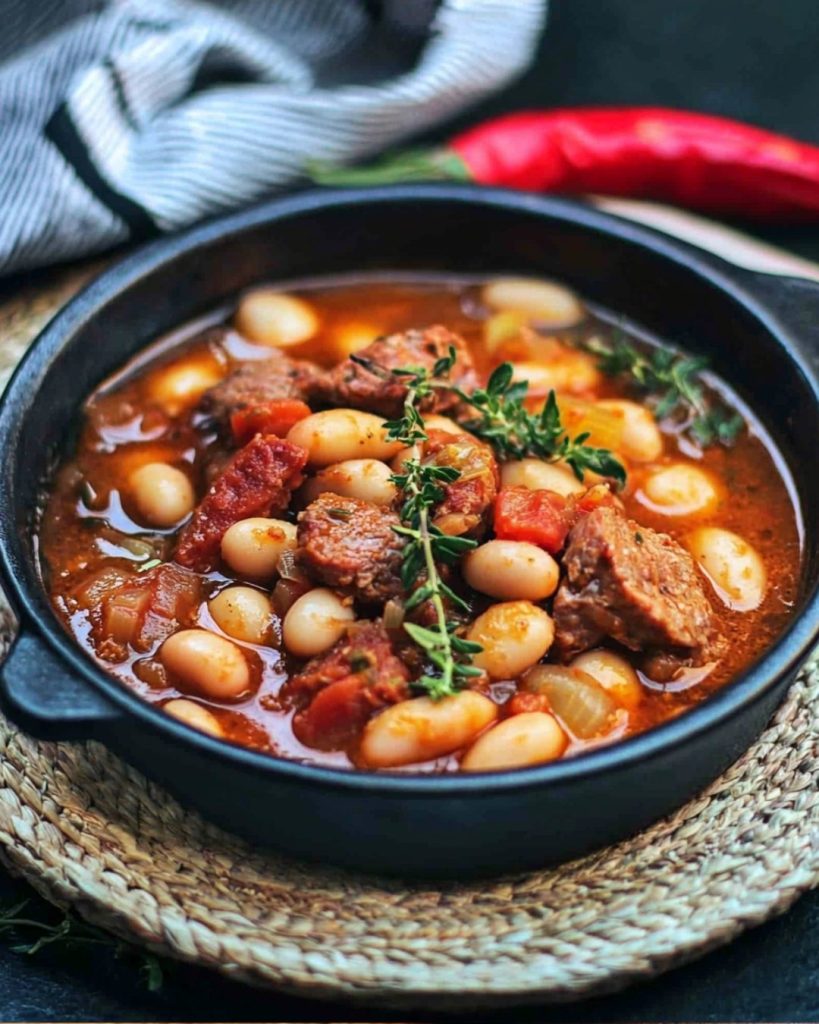 Cocotte de porc au chorizo et haricots blancs 