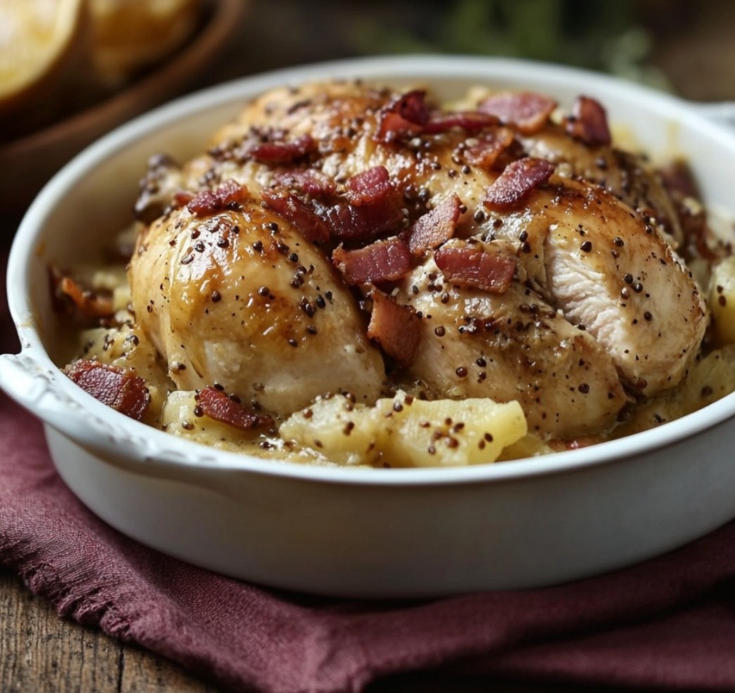 Poulet au Cidre avec Bacon et Moutarde à l’Ancienne