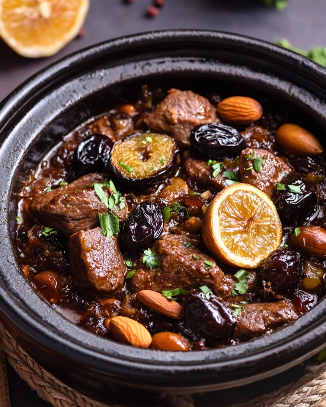 Tajine de Veau aux Pruneaux et Amandes Marocain