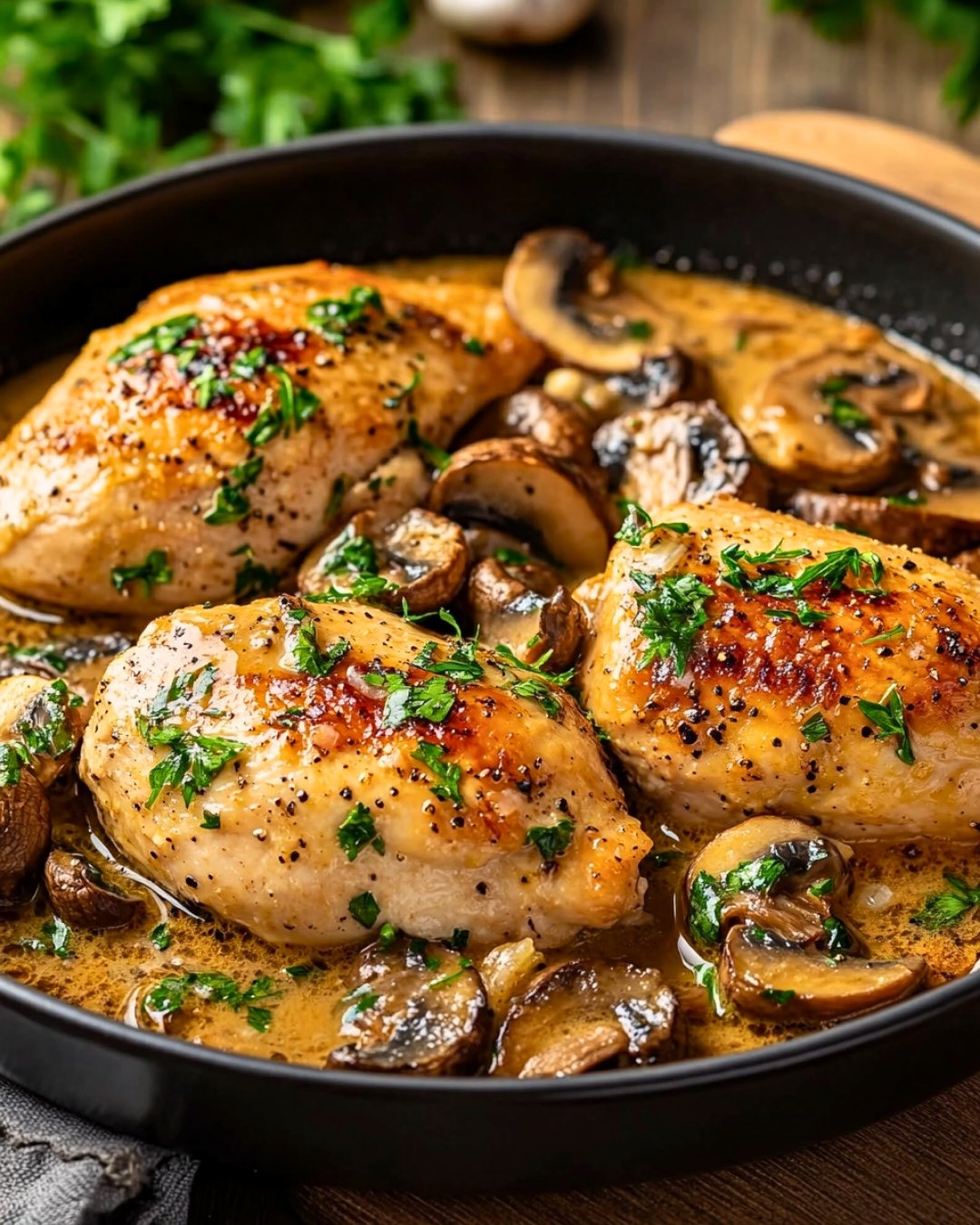 Poulet à la Moutarde et aux Champignons