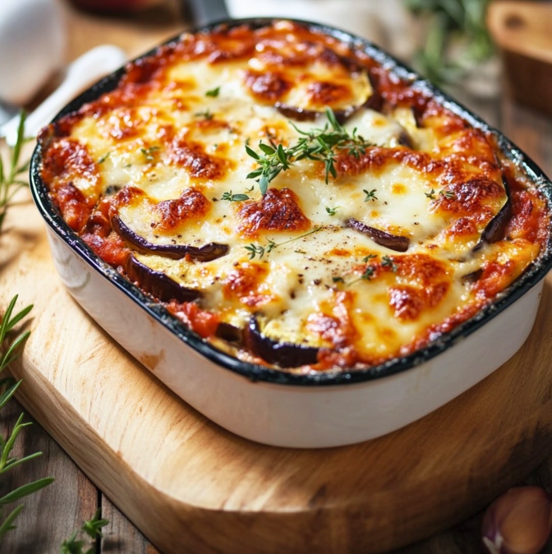 Gratin d’Aubergines Fondant à la Mozzarella et Parmesan 