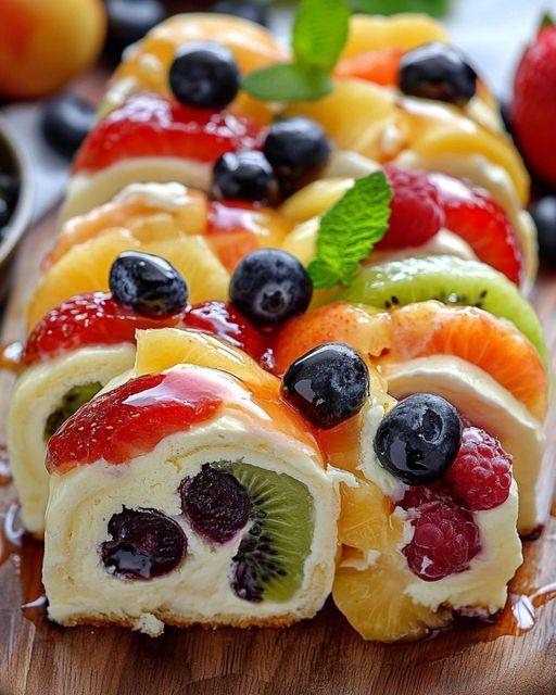 Roll-Ups de Salade de Fruits au Cheesecake