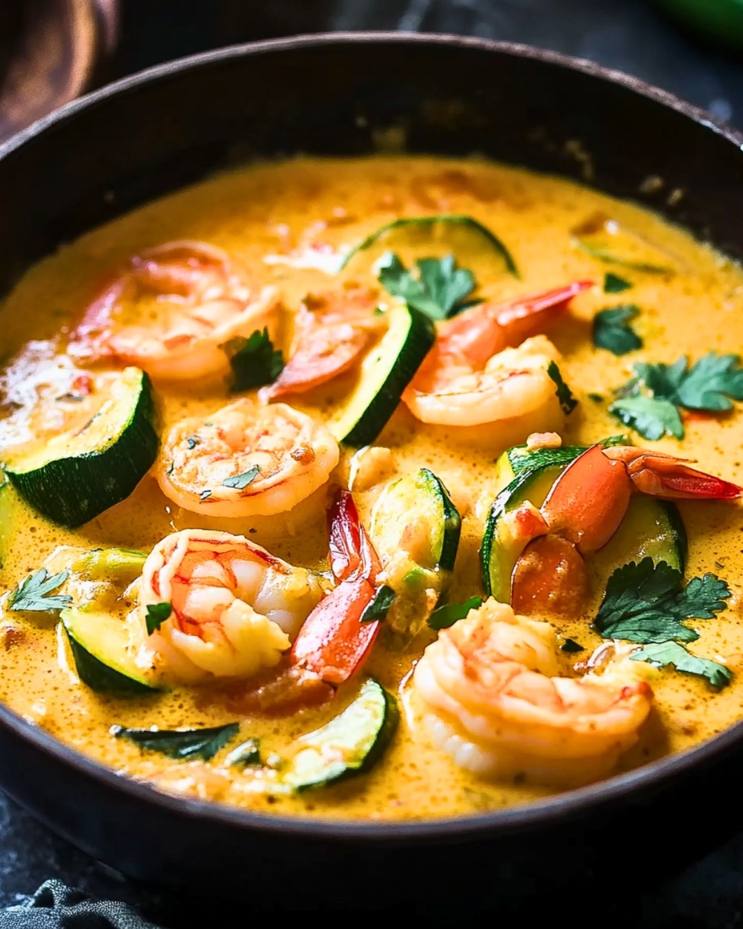 Curry Exotique de Courgettes et Crevettes au Lait de Coco