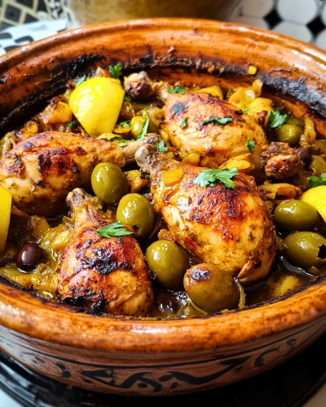 Tajine de Poulet au Citron Confit et Olives 