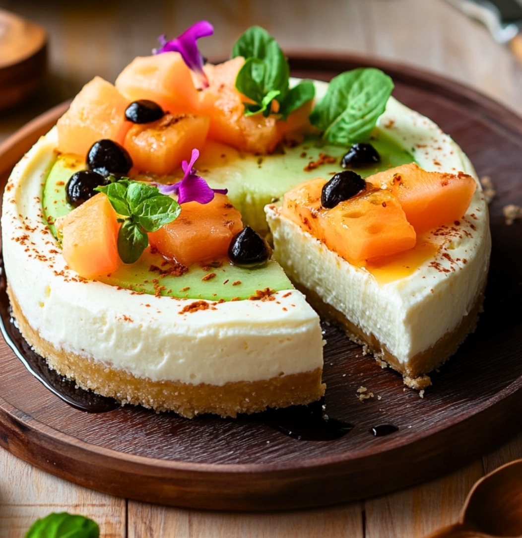 Cheesecake Vegan au Melon et Fromage Frais