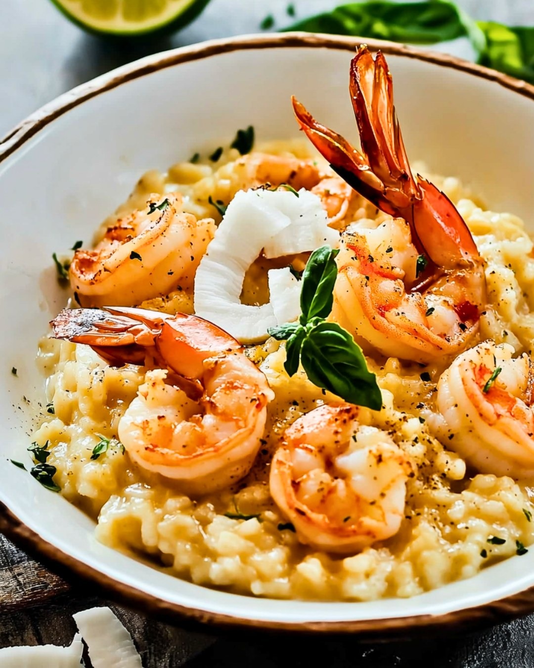 Risotto Crémeux aux Crevettes, Coco et Citron Vert