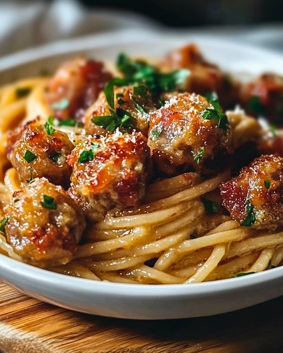 Spaghetti à la Carbonara et Pancetta Croustillante