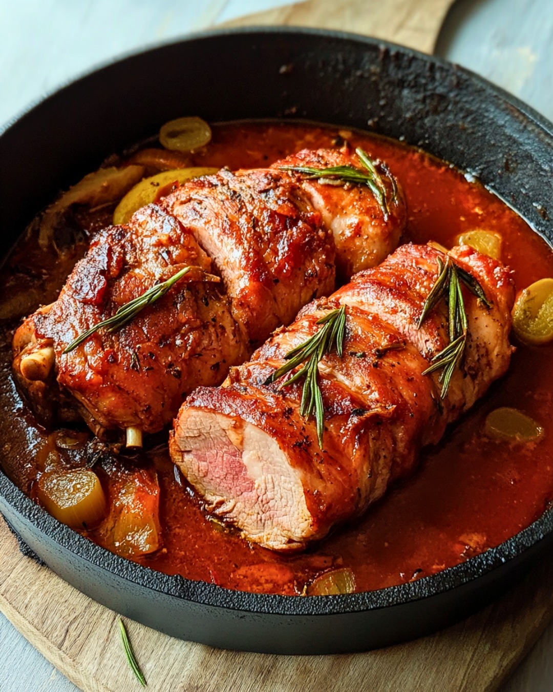 Roulades de Poulet au Bacon dans une Sauce Tomatée Savoureuse 