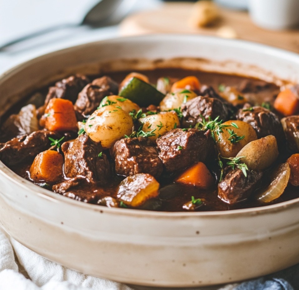 Bœuf Bourguignon Tendre aux Légumes d’Été