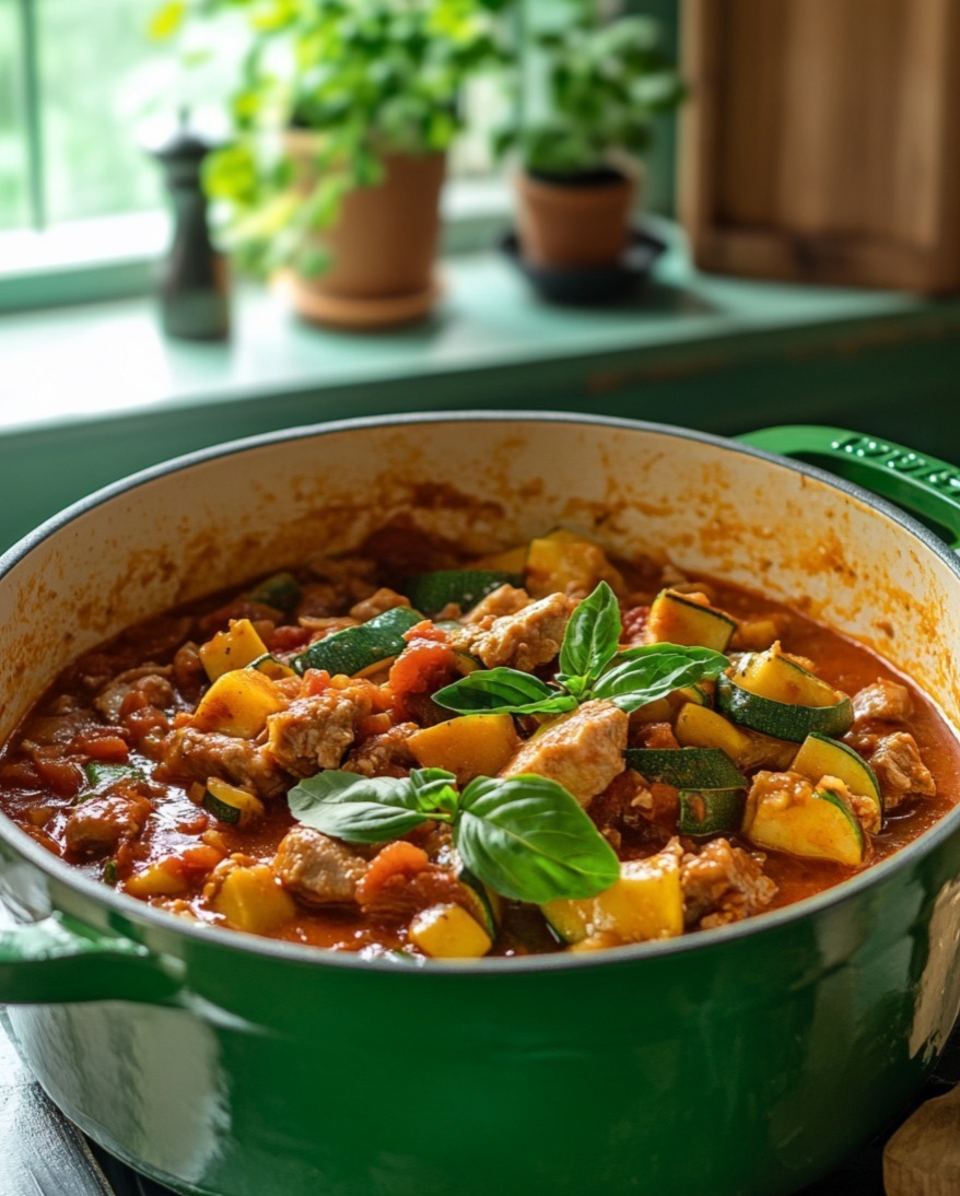 Ragoût de Porc et Courgettes dans une Sauce Tomate