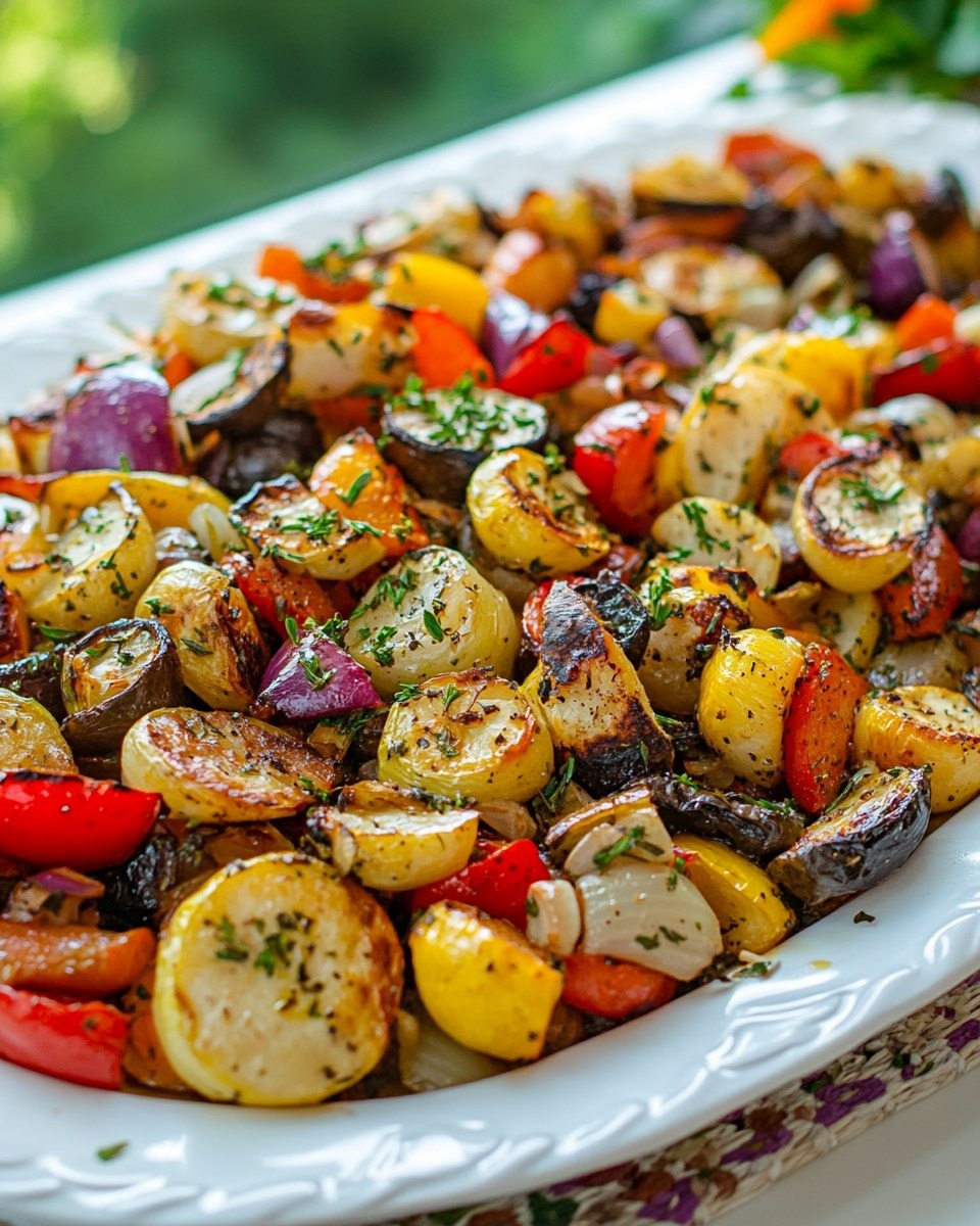 Légumes d’Été Rôtis Dorés aux Herbes et à l’Ail