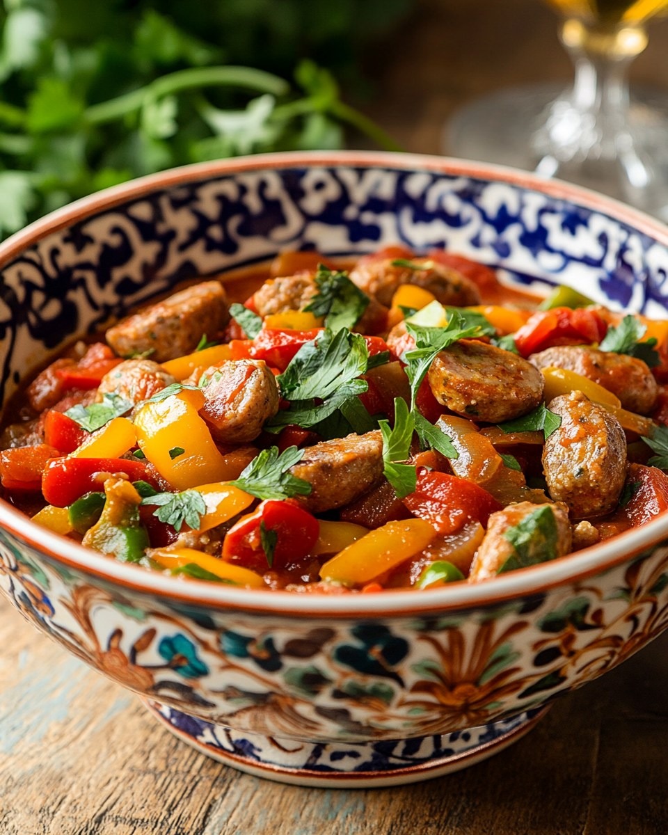 Saucisses et Poivrons à l’Étouffée