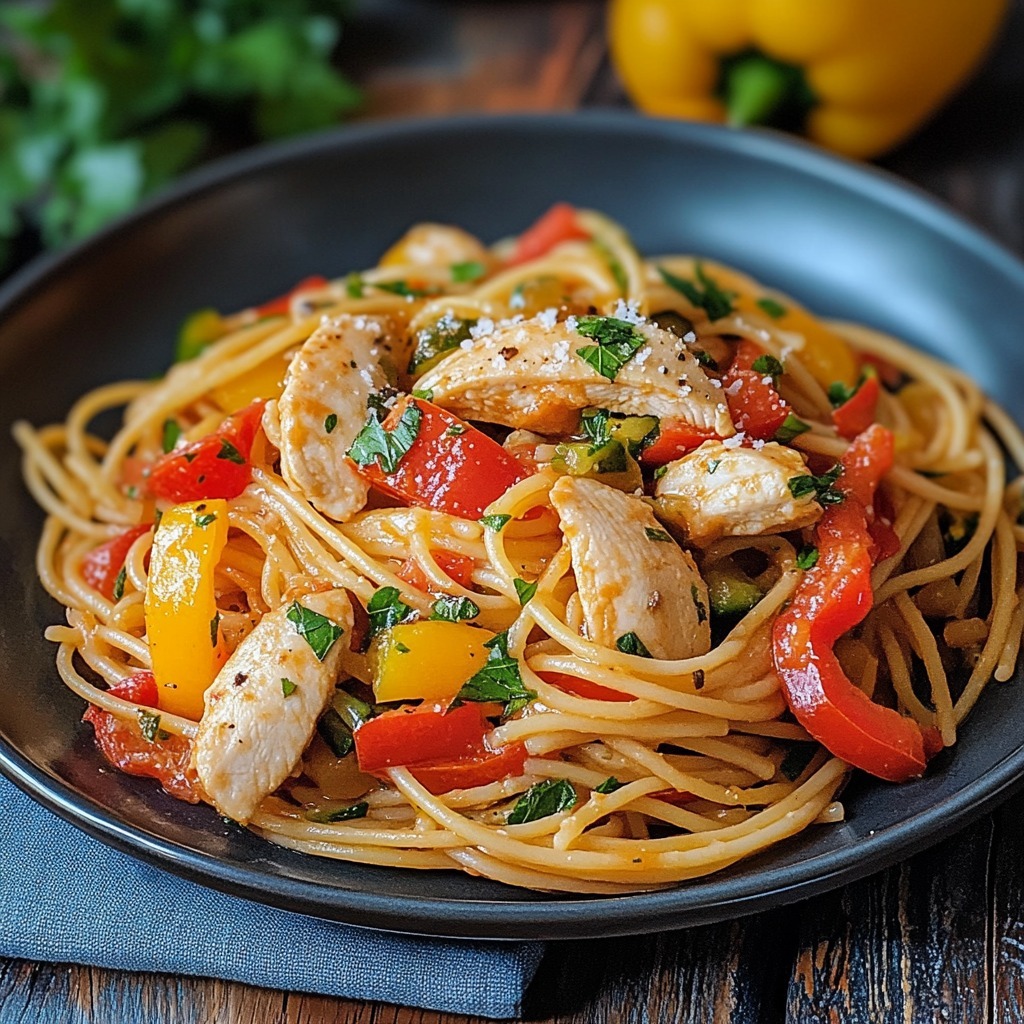 Spaghetti au Poulet et Légumes