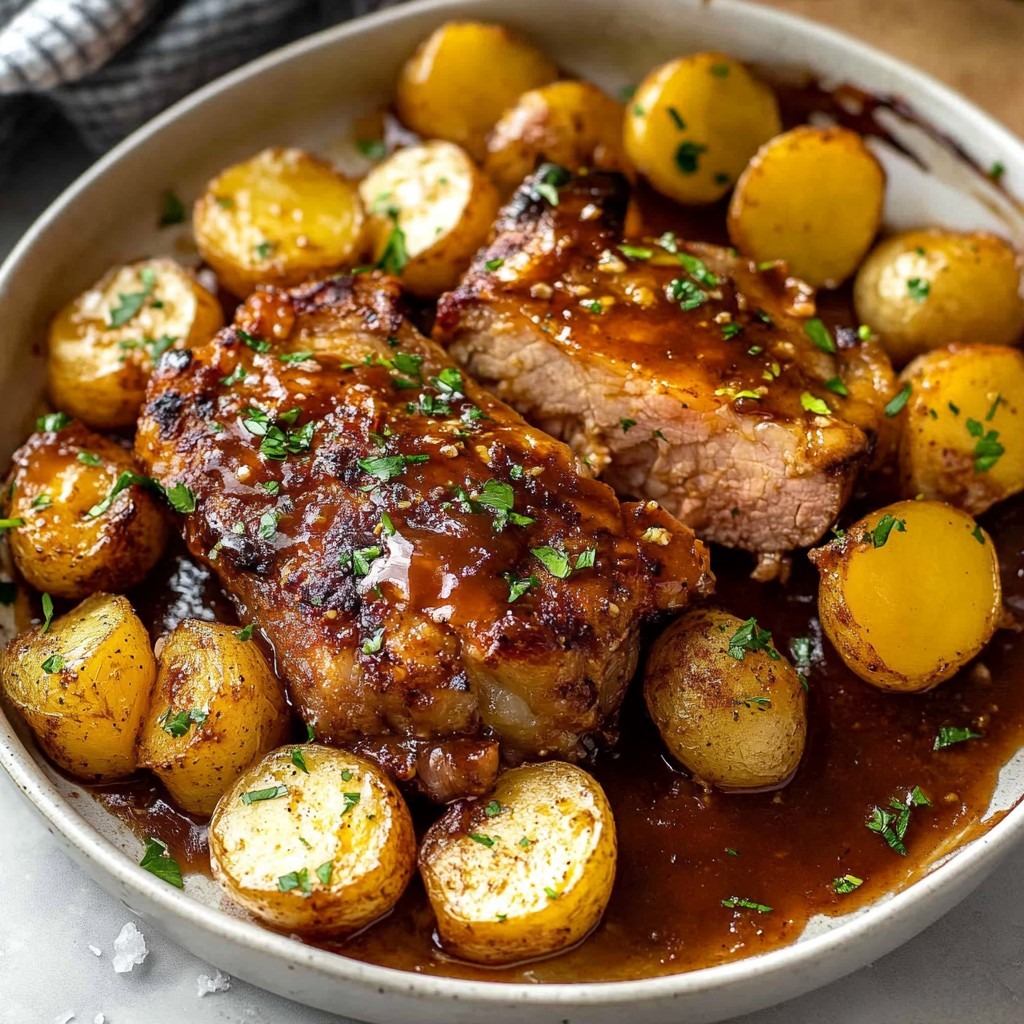 Côtes de Porc et Pommes de Terre à l’Air Fryer avec Sauce BBQ