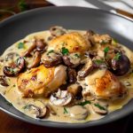 Fricassée de poulet à la crème et champignons