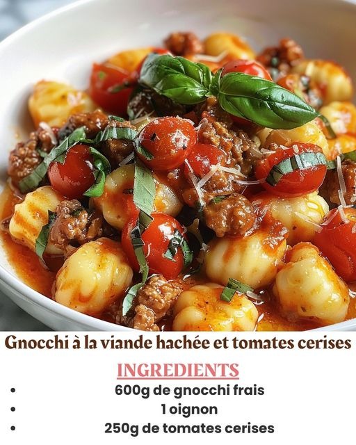 Gnocchi savoureux à la viande hachée et tomates cerises