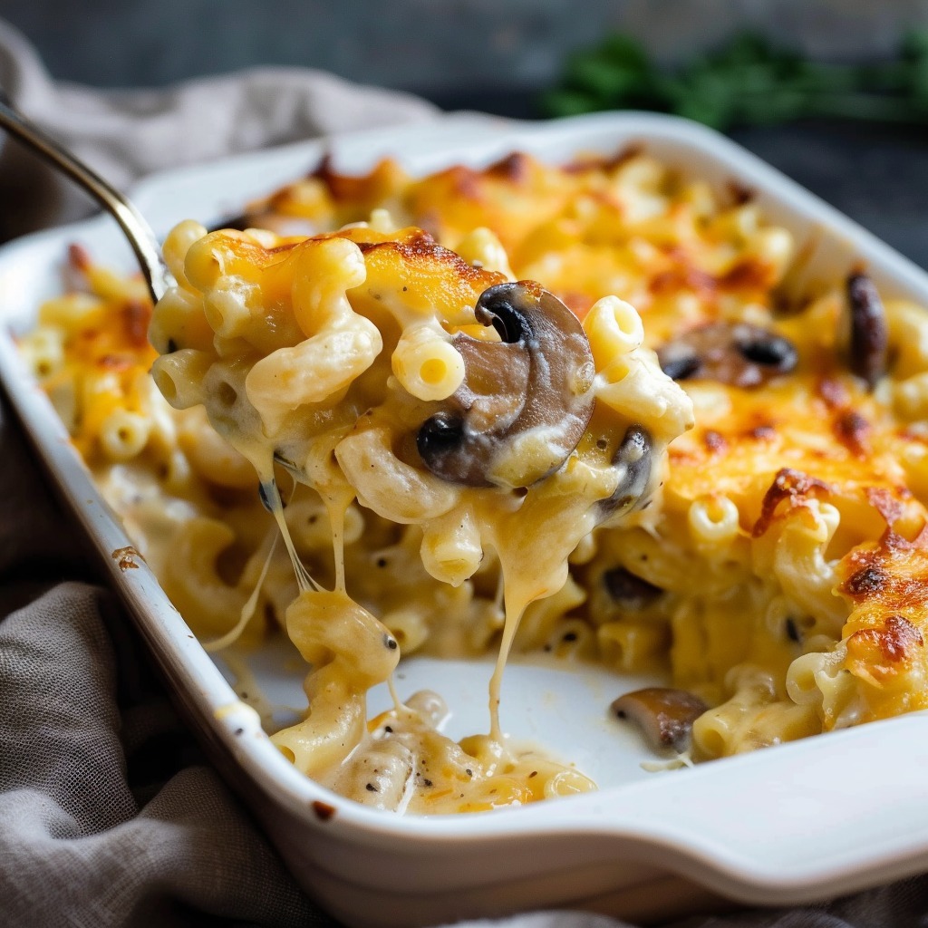 Macaroni aux champignons et fromage