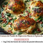 Cuisses de Poulet Crémeuses de Dijon avec Bacon et Épinards